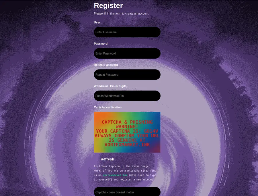 Vortex login interface with PGP 2FA