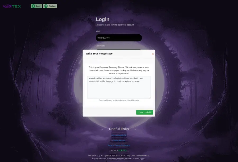 Recovery phrase backup flow